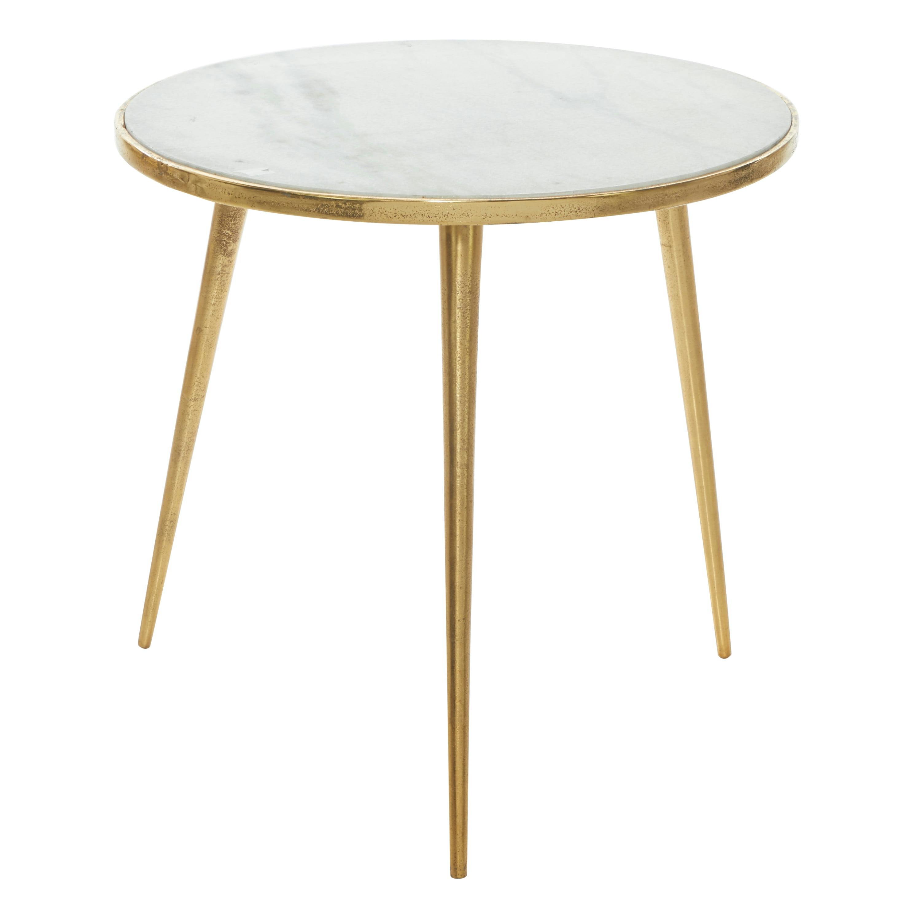 Elegant Gold & Marble Round Accent Table - 21" x 20"