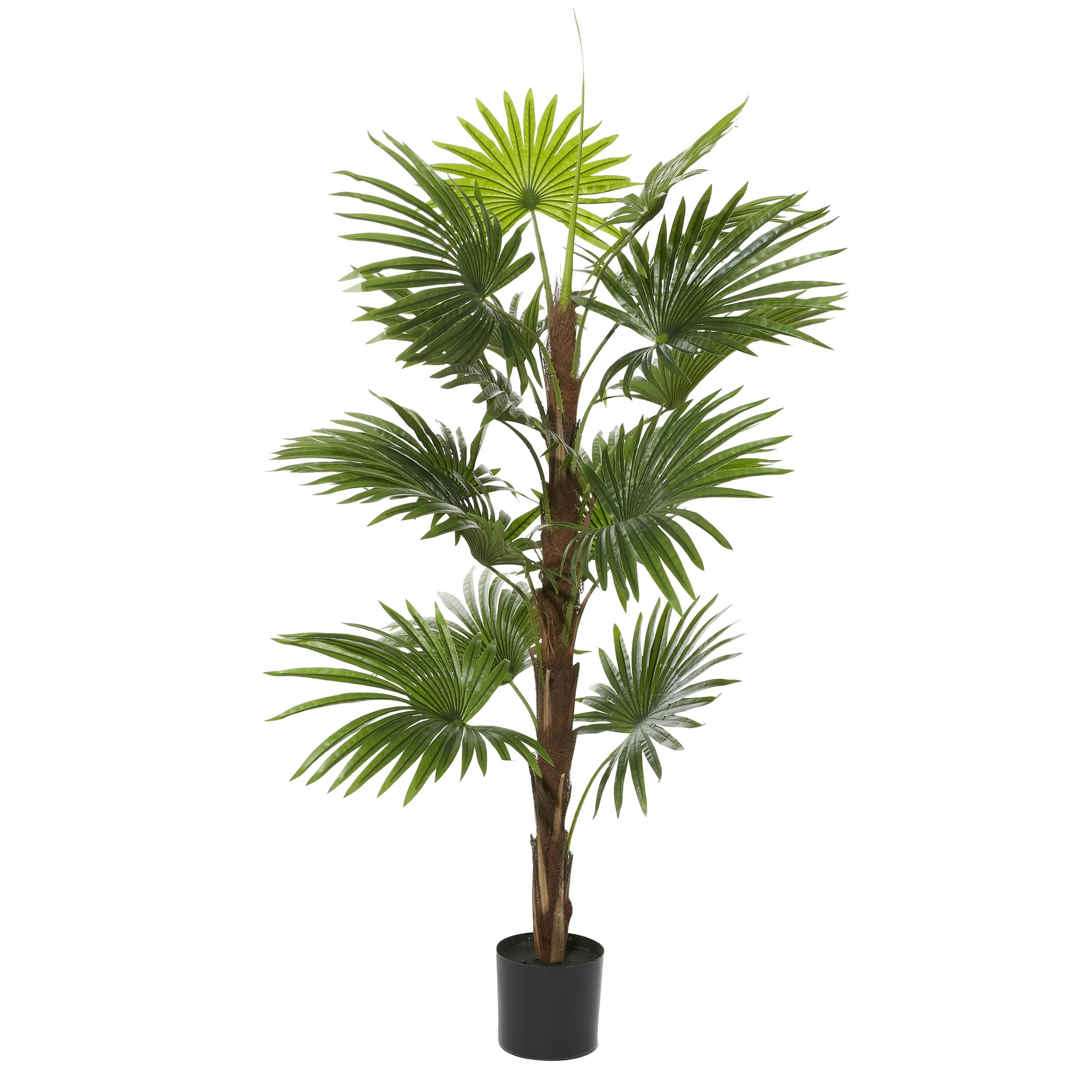 Lush Green 65" Artificial Fountain Palm Tree with Black Plastic Pot