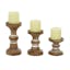 Rustic Farmhouse Brown Beaded Wood Candle Holder Set of 3
