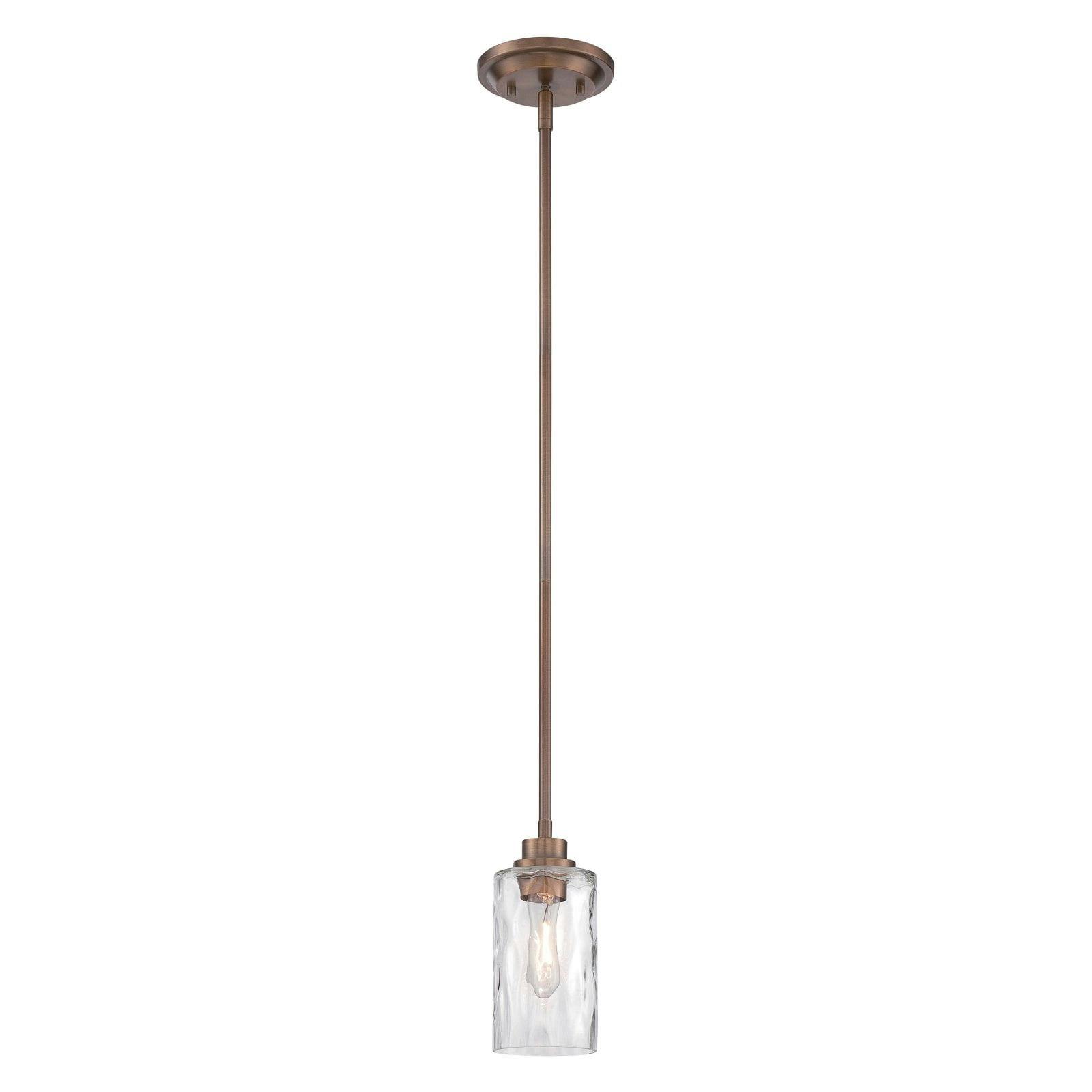 Gramercy Park Old English Bronze Mini Pendant with Blown Hammered Glass