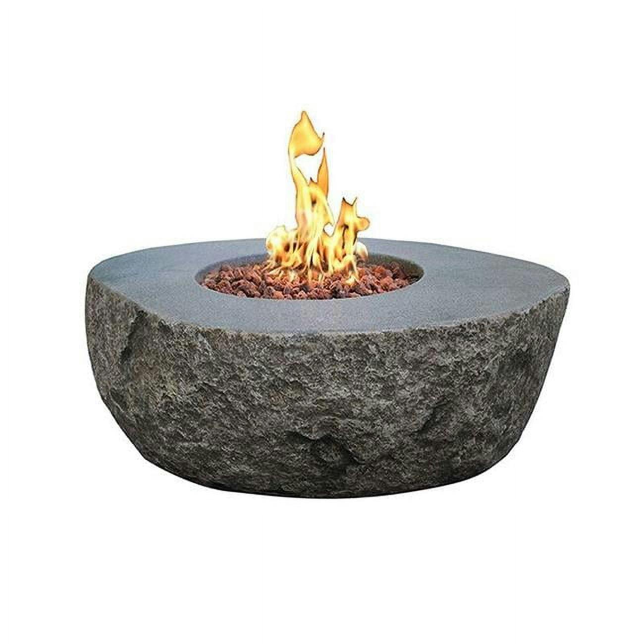 Gray Round Concrete and Stainless Steel Gas Fire Pit Table
