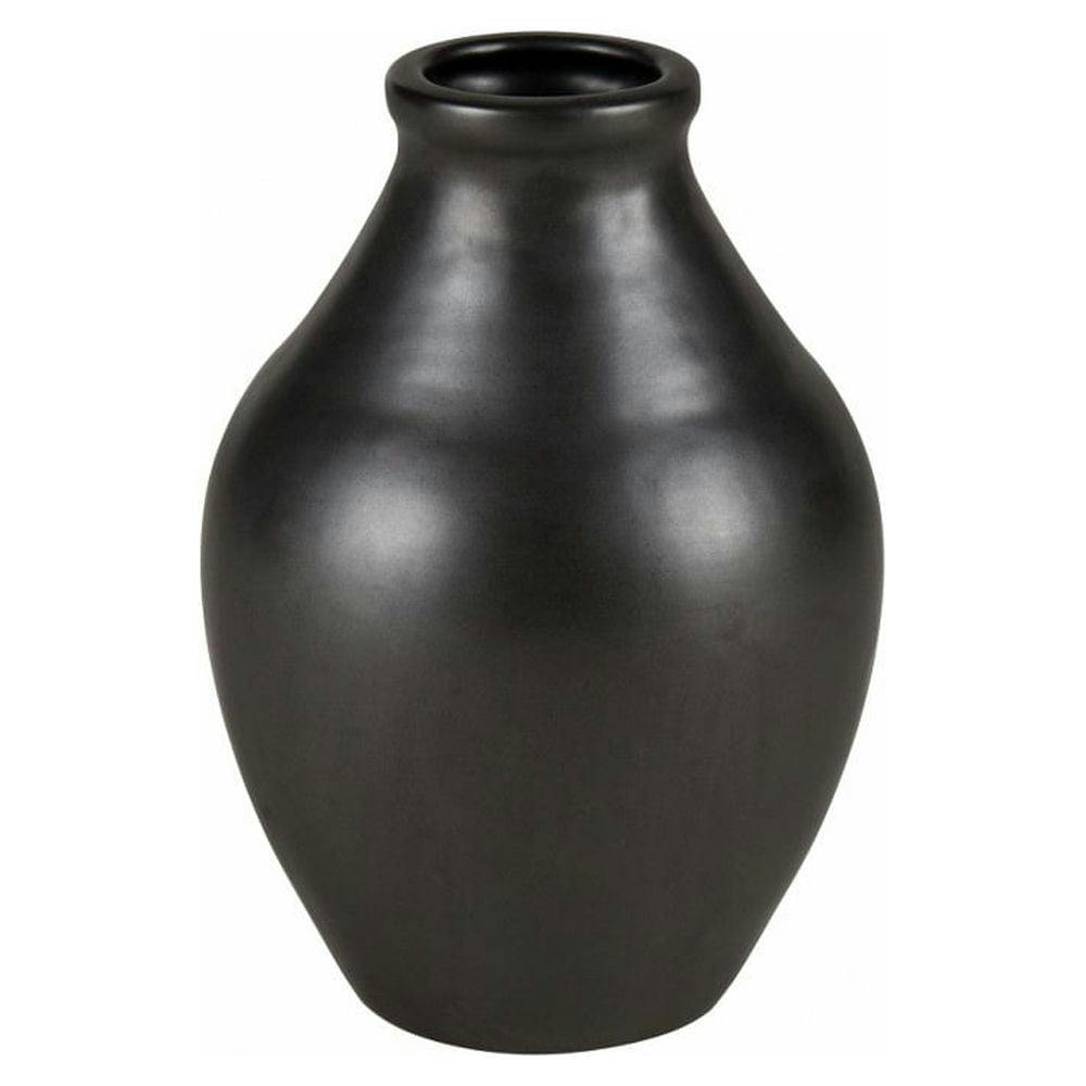 Sleek Black Ceramic Decorative Vase, 10" Height