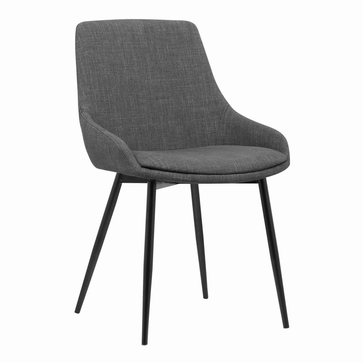Elegant Gray Fabric Upholstered Side Chair with Black Metal Legs