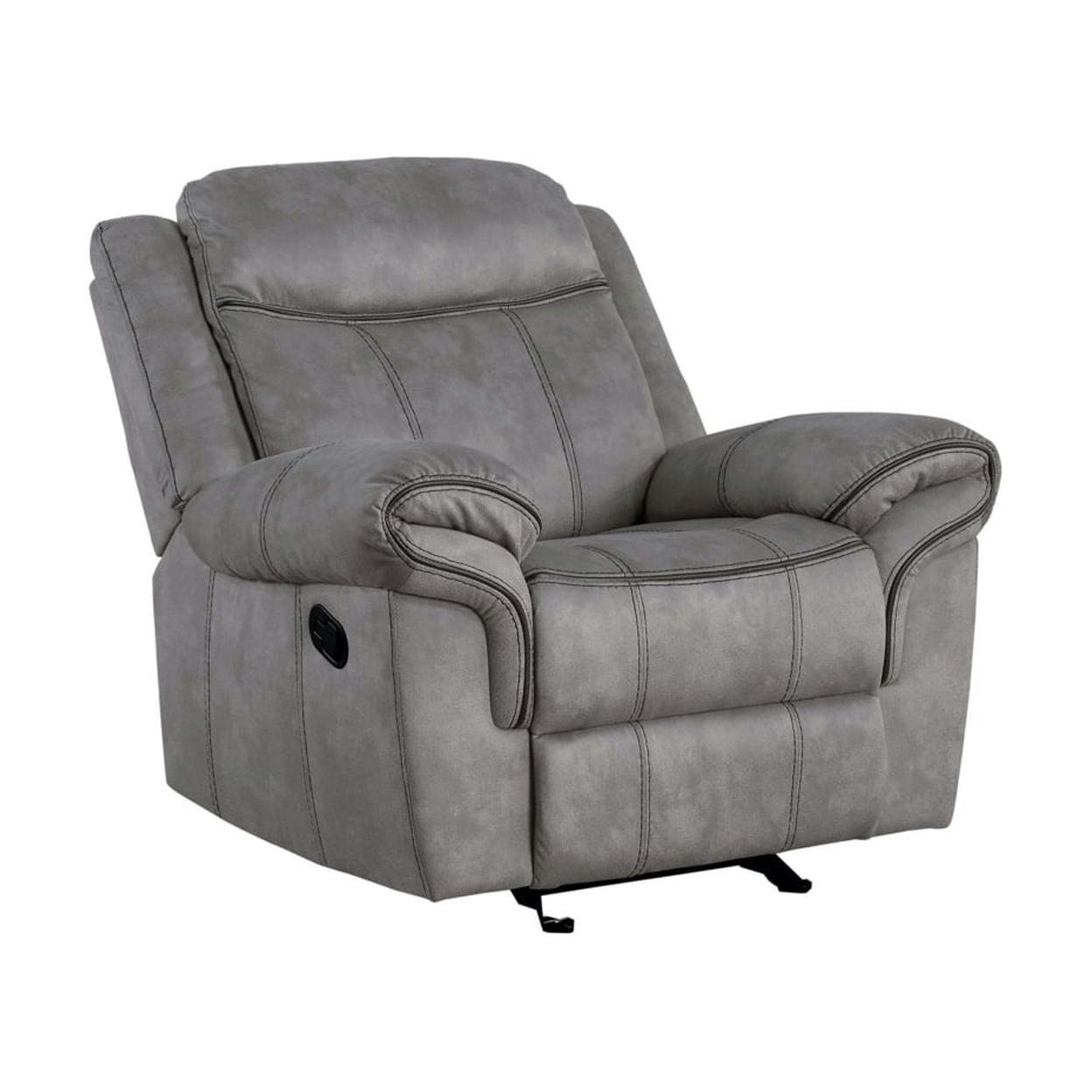 Modern Black Fabric Upholstered Metal Recliner with Center Console