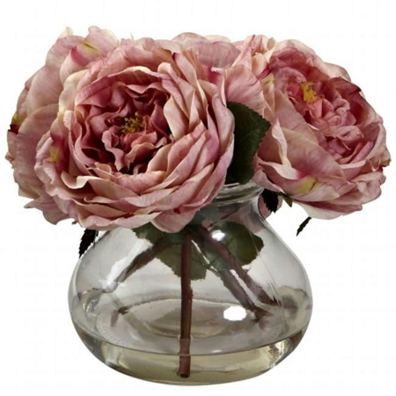 Elegant Rose Blossom 18" Pink Tabletop Arrangement with Vase