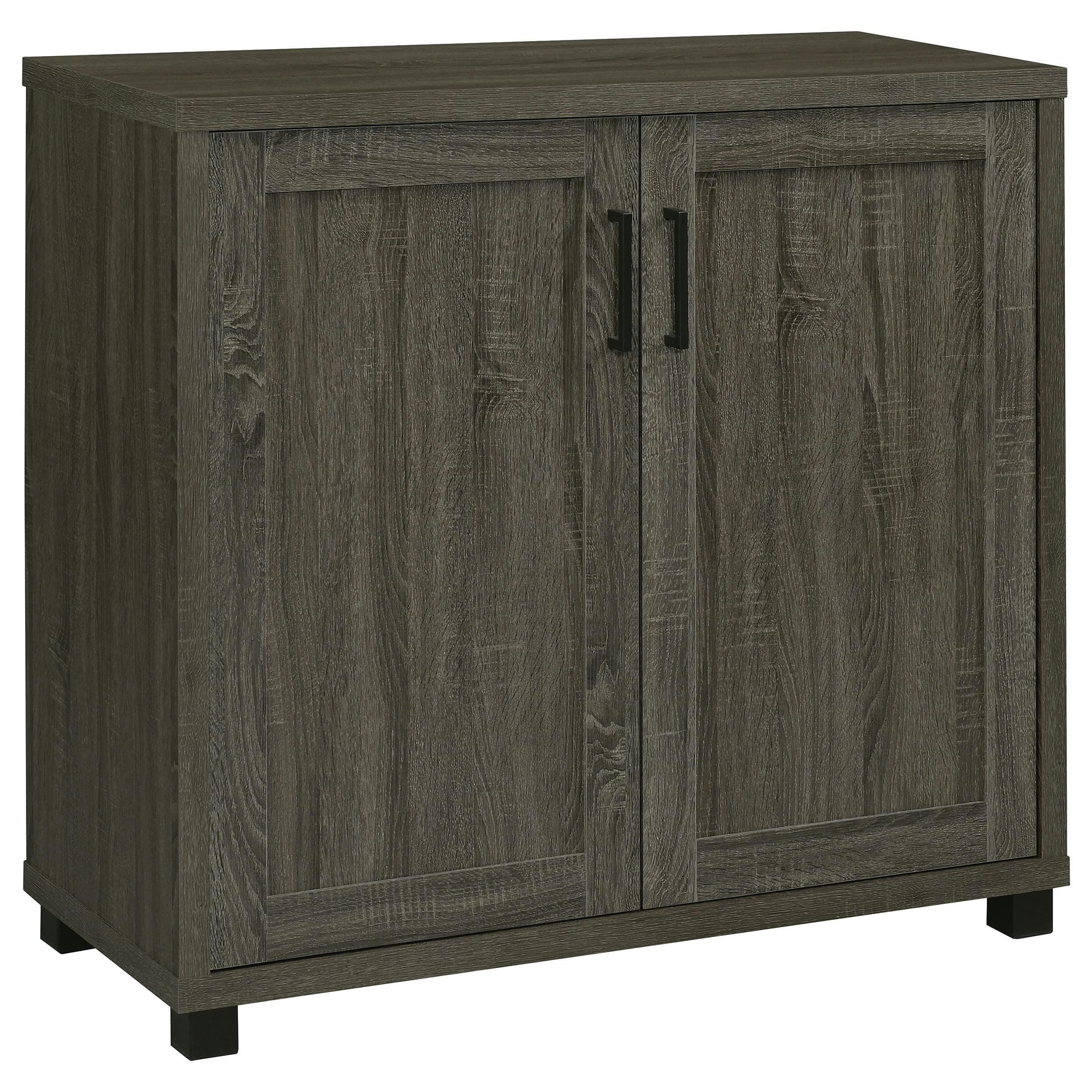 Weathered Grey Transitional 2-Door Accent Cabinet with Steel Legs