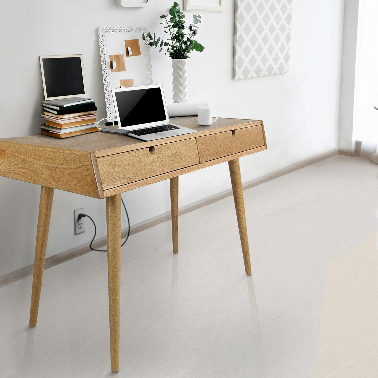 Oakwood Liberty Desk with Sliding Drawers & Built-in USB Ports