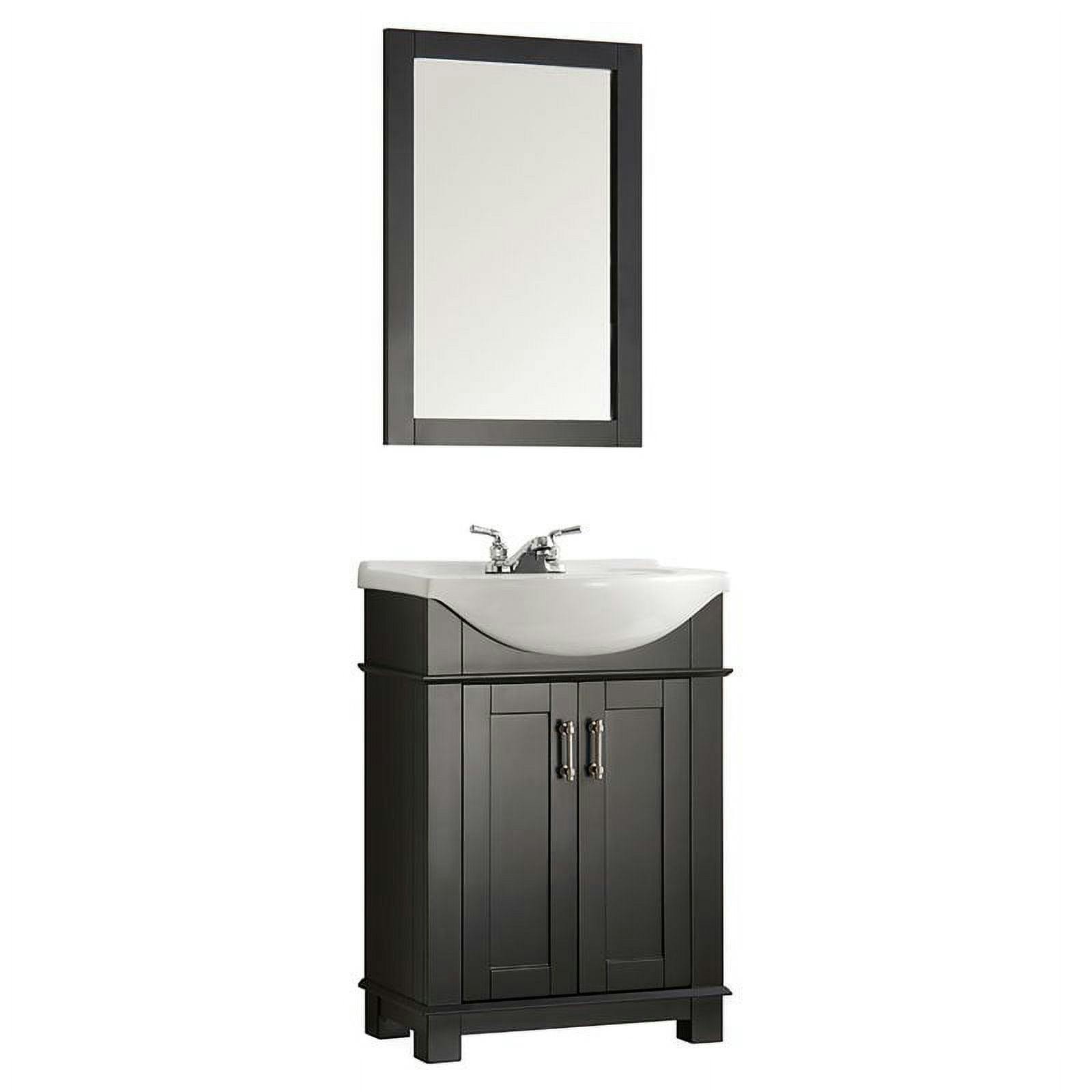 Elegant Hartford 24" Black Solid Wood Bathroom Vanity with Ceramic Top