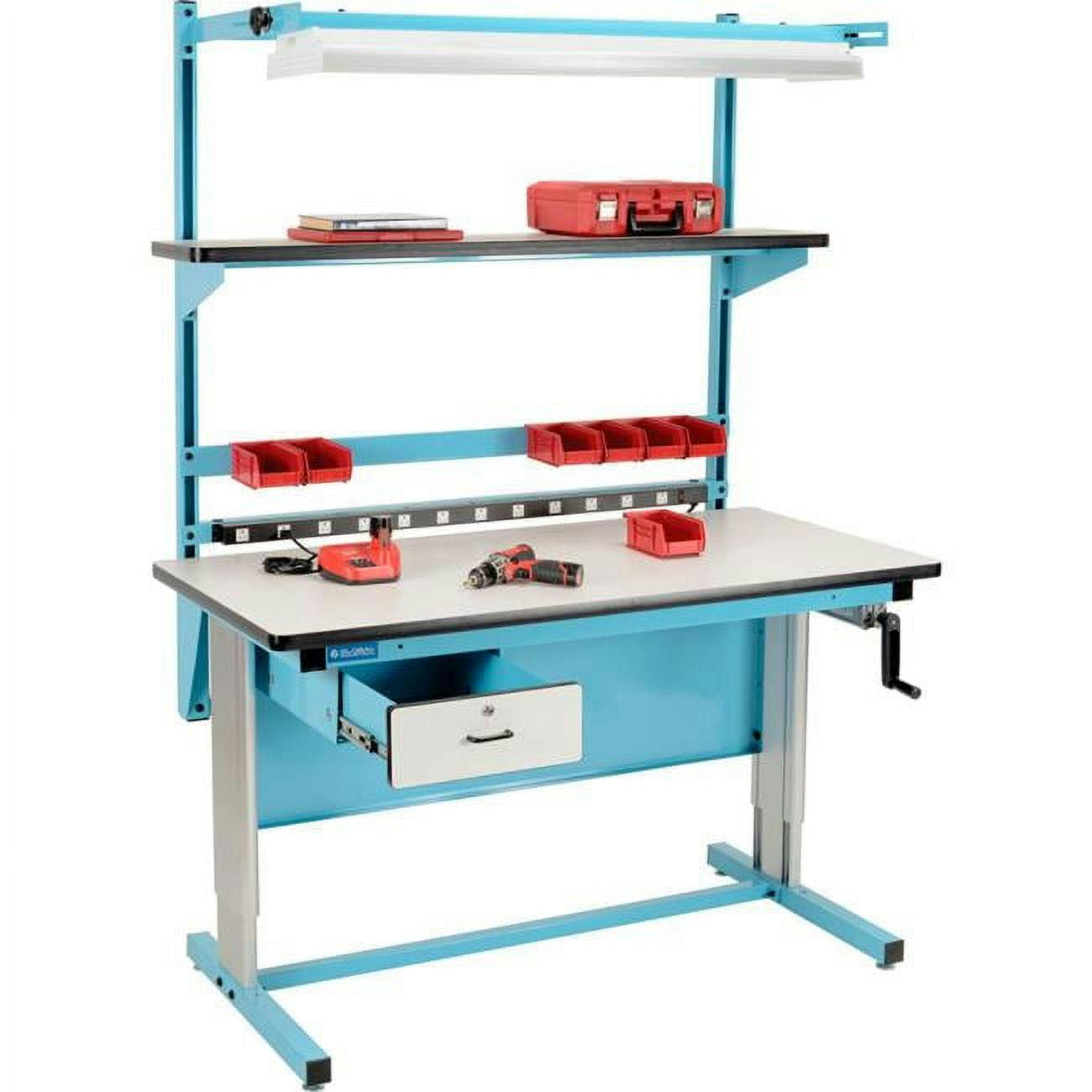 ErgoCraft Adjustable 60" Blue Workbench with Plastic Laminate Top