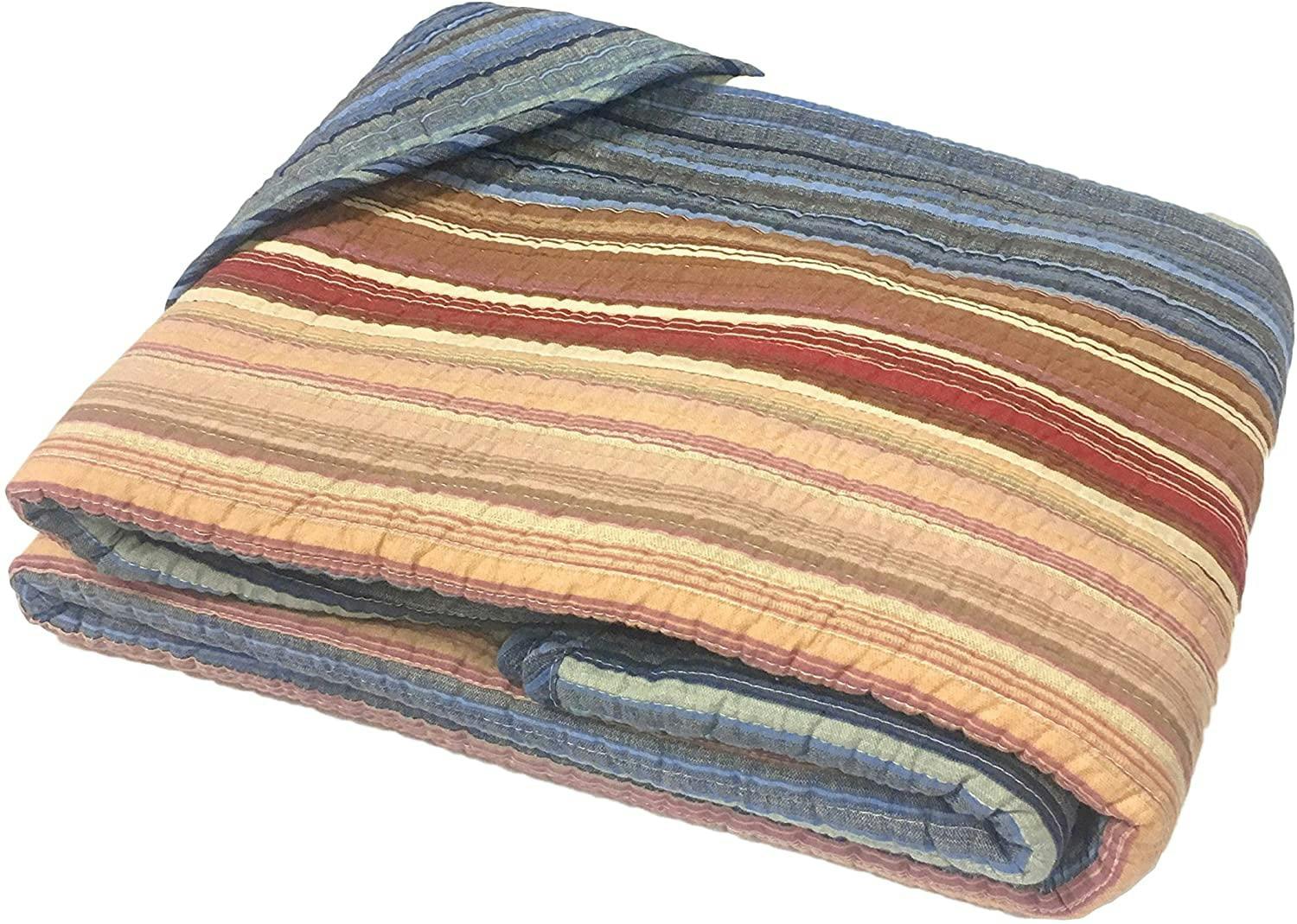 Katy Multicolor Stripe Reversible Cotton Throw 50x60"