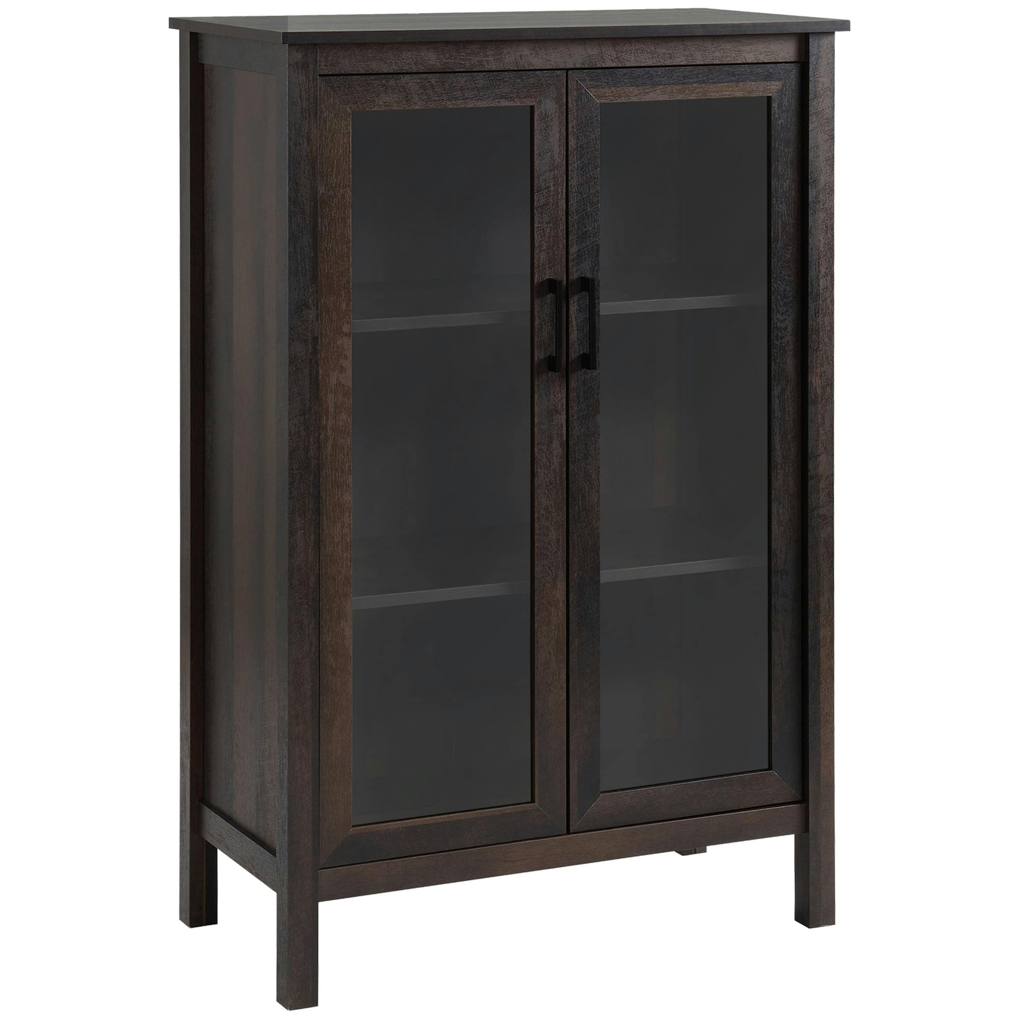 Chic Brown Sideboard with Adjustable Glass Shelves and Double Doors