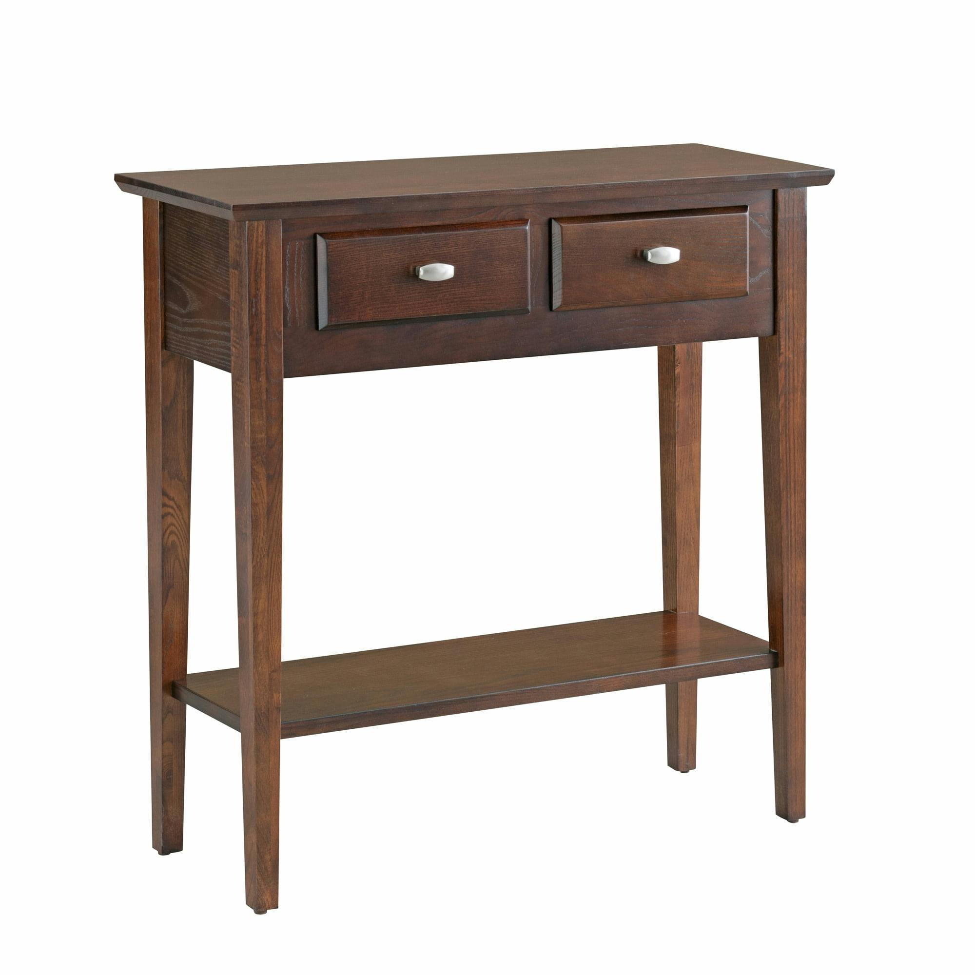 Chocolate Oak Slim Hall Console Table with Storage