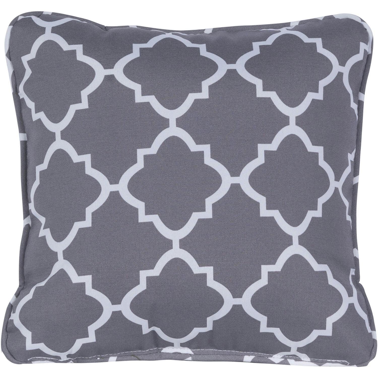 Plush Lattice Grey Square Fabric Throw Pillow Set