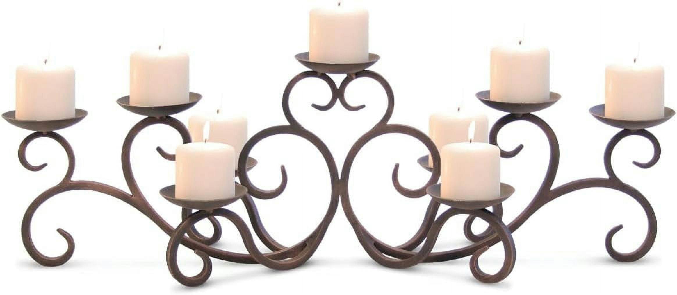 Hand-Forged Distressed Bronze Tabletop Candelabra, 31.5"W