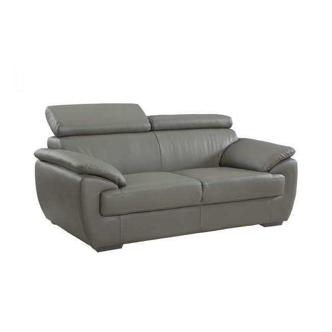 Modern Gray Faux Leather Reclining Loveseat with Pillow-top Arms