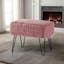 Withered Rose Textured Velvet 19"x13" Ottoman with Hairpin Legs