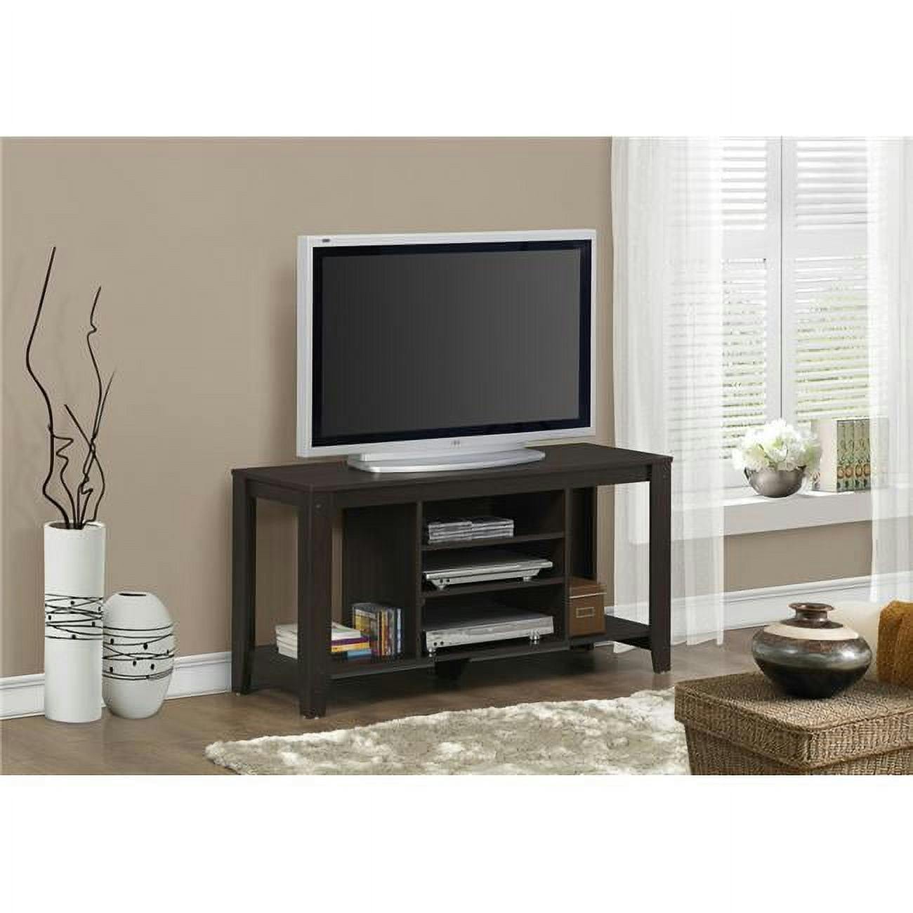 Cappuccino Brown Particle Board 55" TV Stand with Shelves