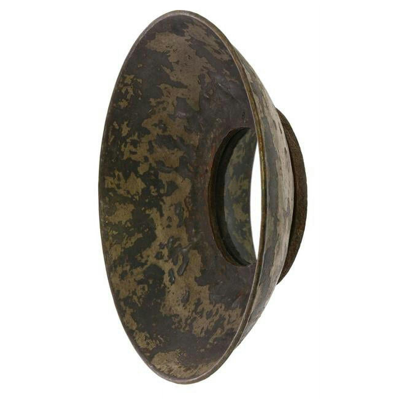 Rustic Deep Bowl Round Wall Mirror in Antique Gold and Dark Brown