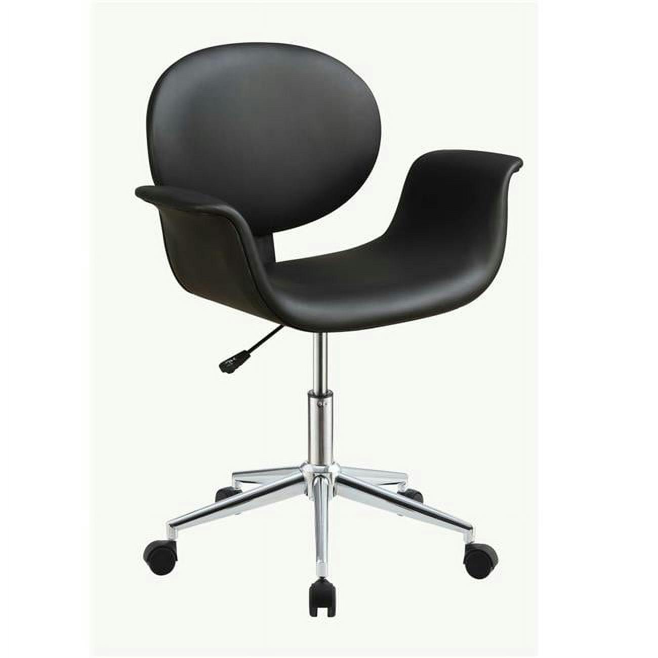 Modern Black PU Leather Adjustable Office Chair with Chrome Base