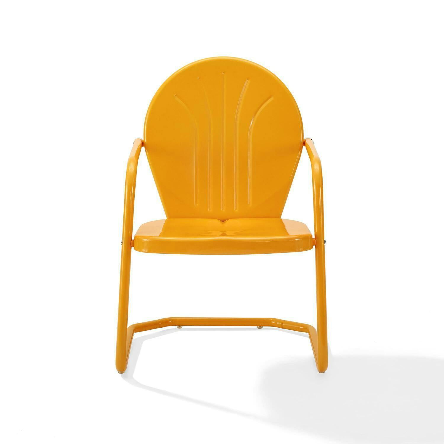 Griffith Tangerine Gloss Steel Outdoor Armchair with Decorative Grooves