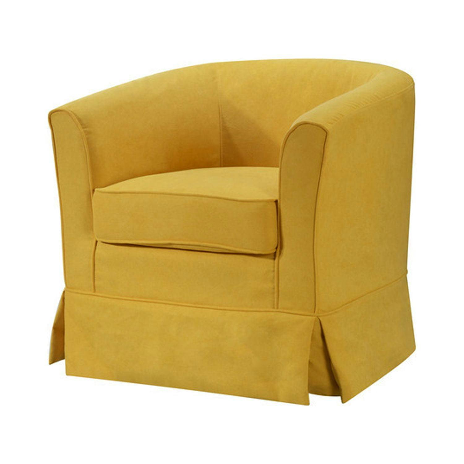 Sunny Twist Mediterranean Yellow Woven Swivel Barrel Chair