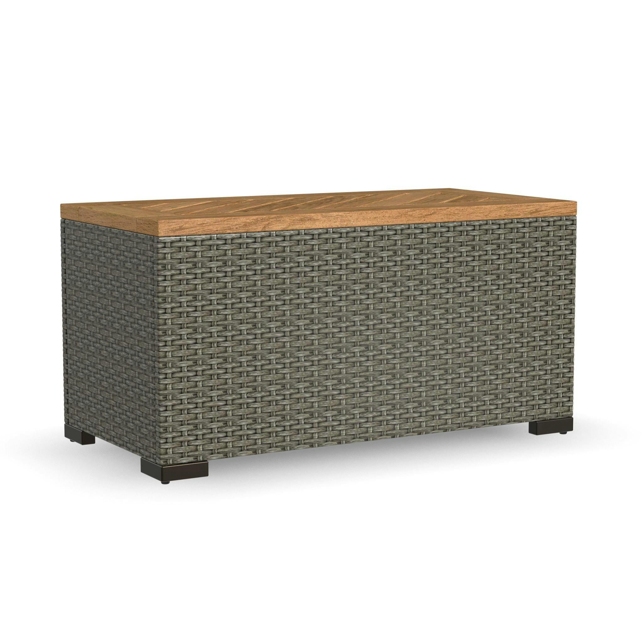 Boca Raton Handcrafted Rattan Outdoor Storage Table in Brown