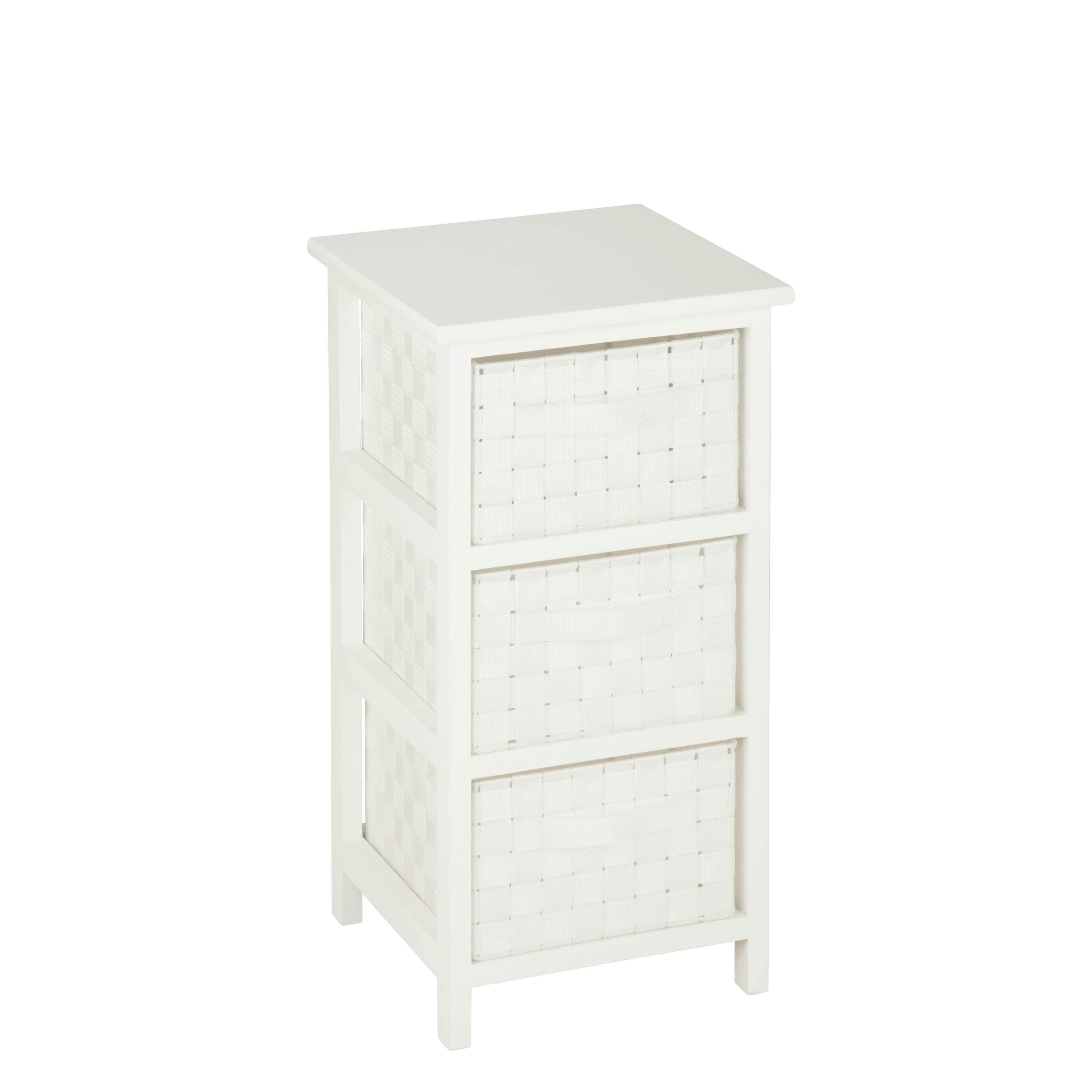 Versatile White Woven Fabric 3-Drawer Storage Cabinet