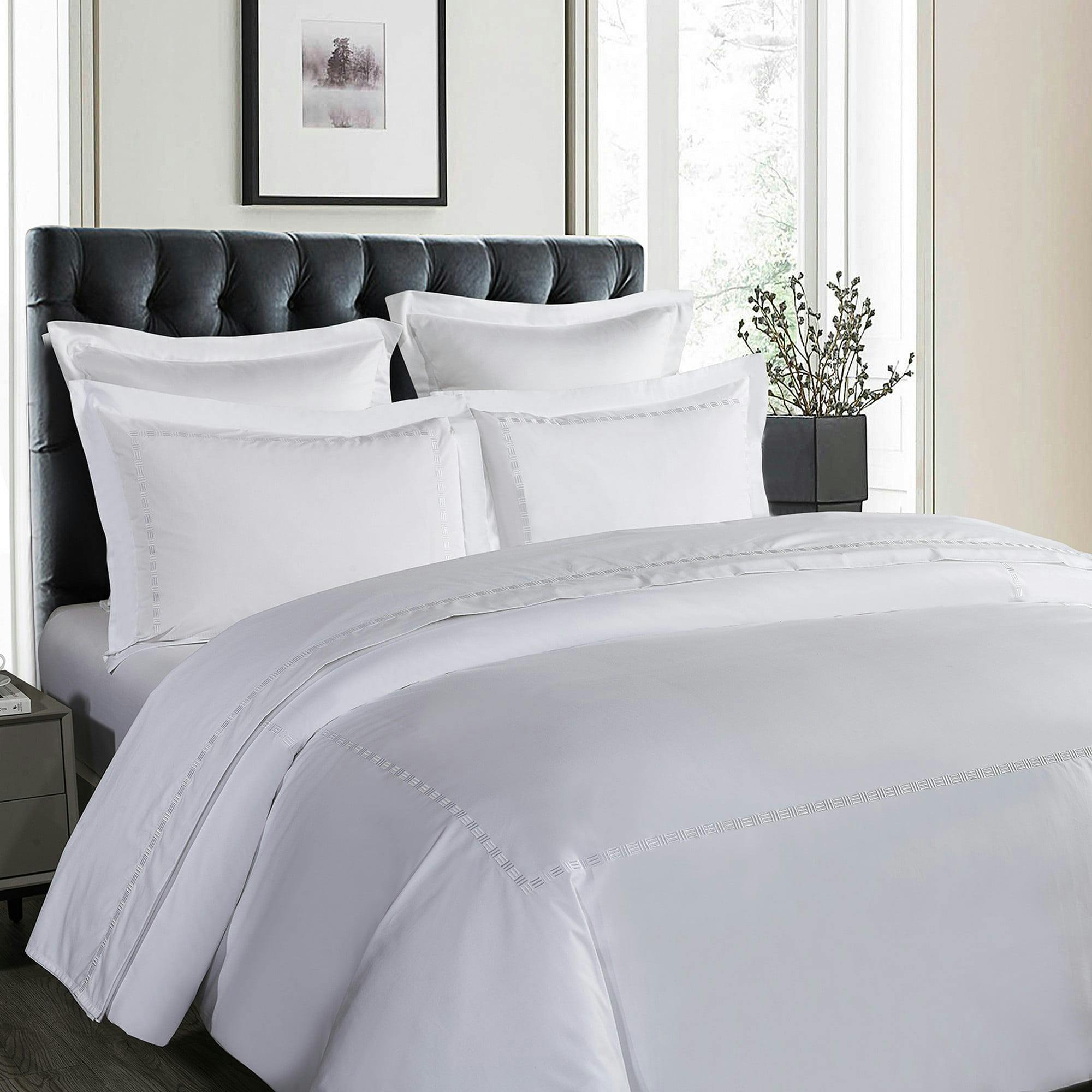 Hotel Grand Luxe Twin White Tencel-Cotton Blend Duvet Cover Set
