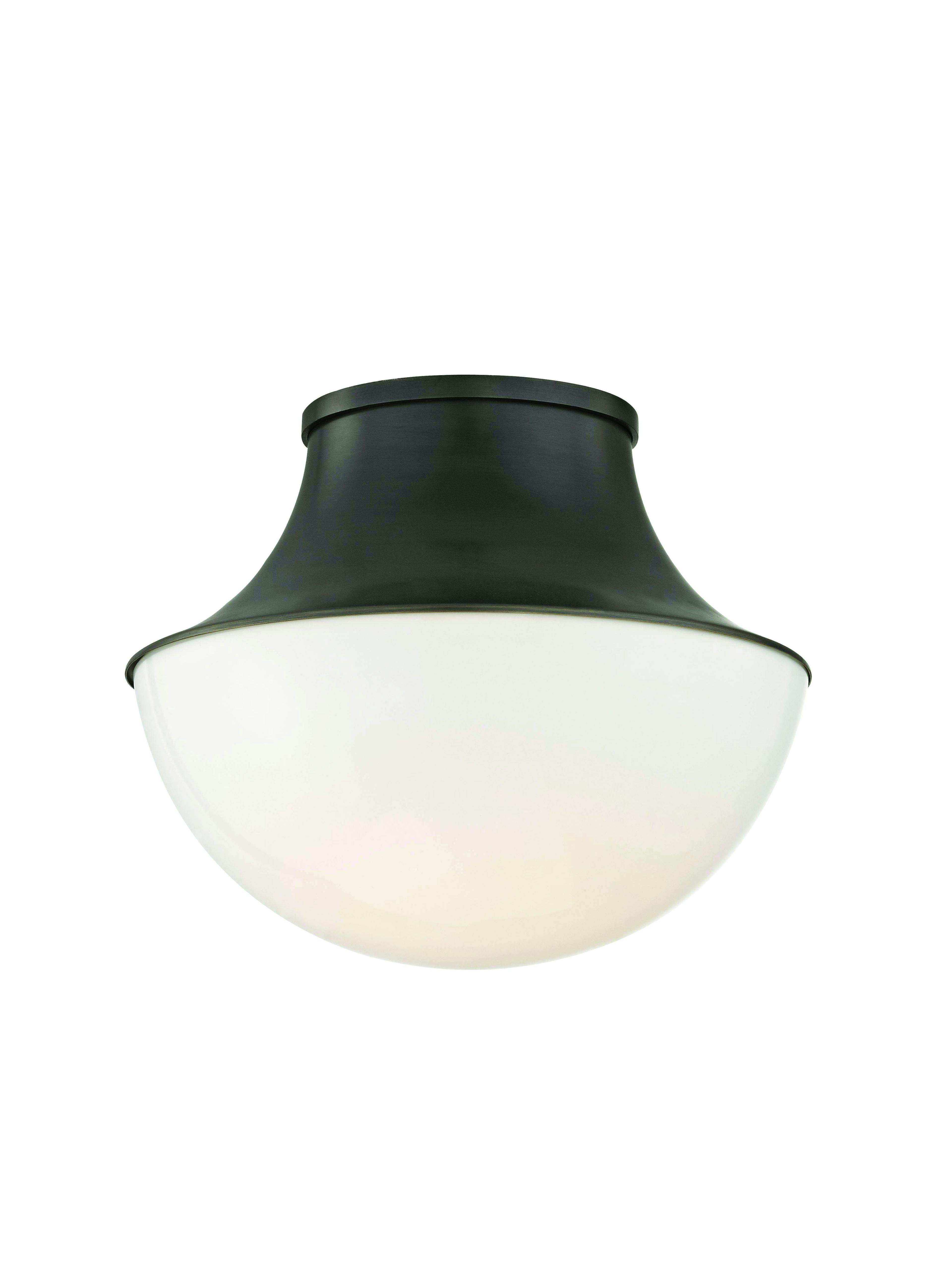 Lettie 9" Old Bronze LED Flush Mount with White Glass Bowl