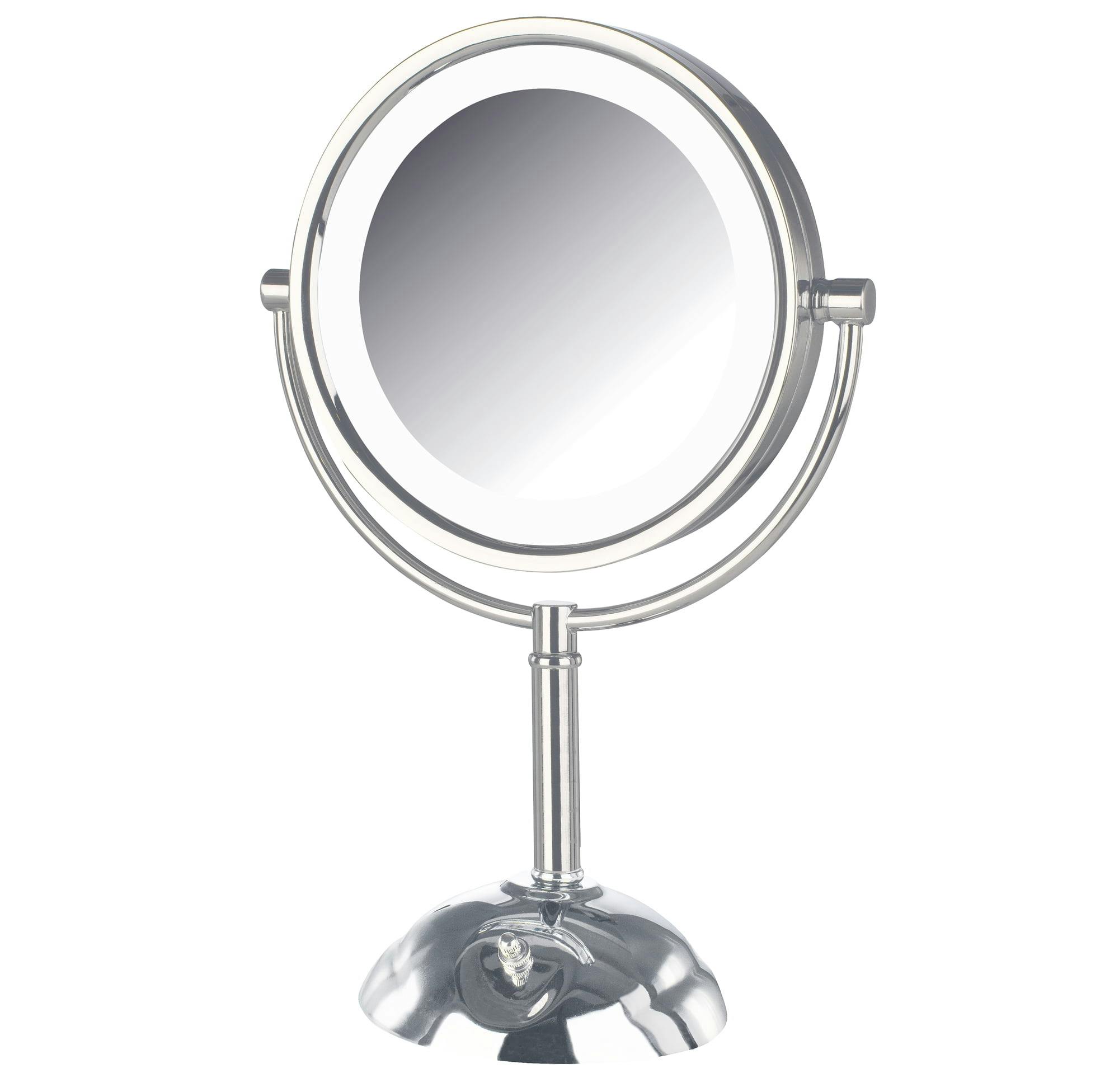 Elegant 8.5" Chrome LED Lighted Swivel Countertop Vanity Mirror