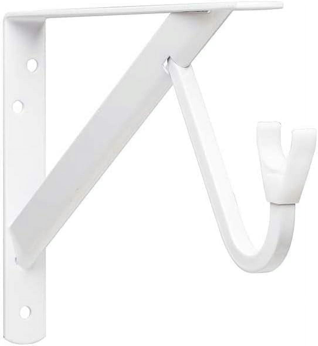 Max Duty 11'' White Steel Shelf and Rod Bracket with Snap-in Hook