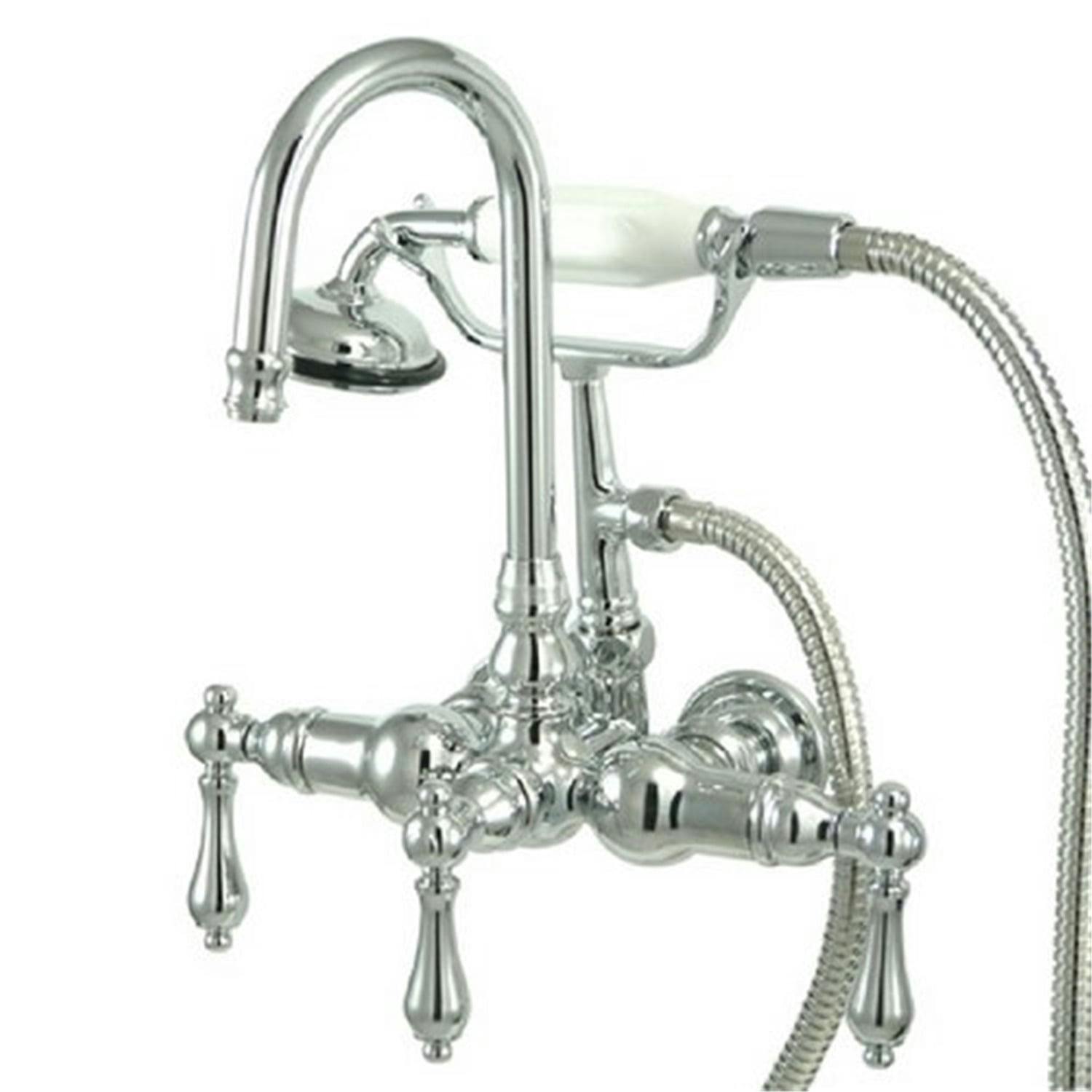 Vintage Polished Chrome Clawfoot Tub Faucet with Hand Shower