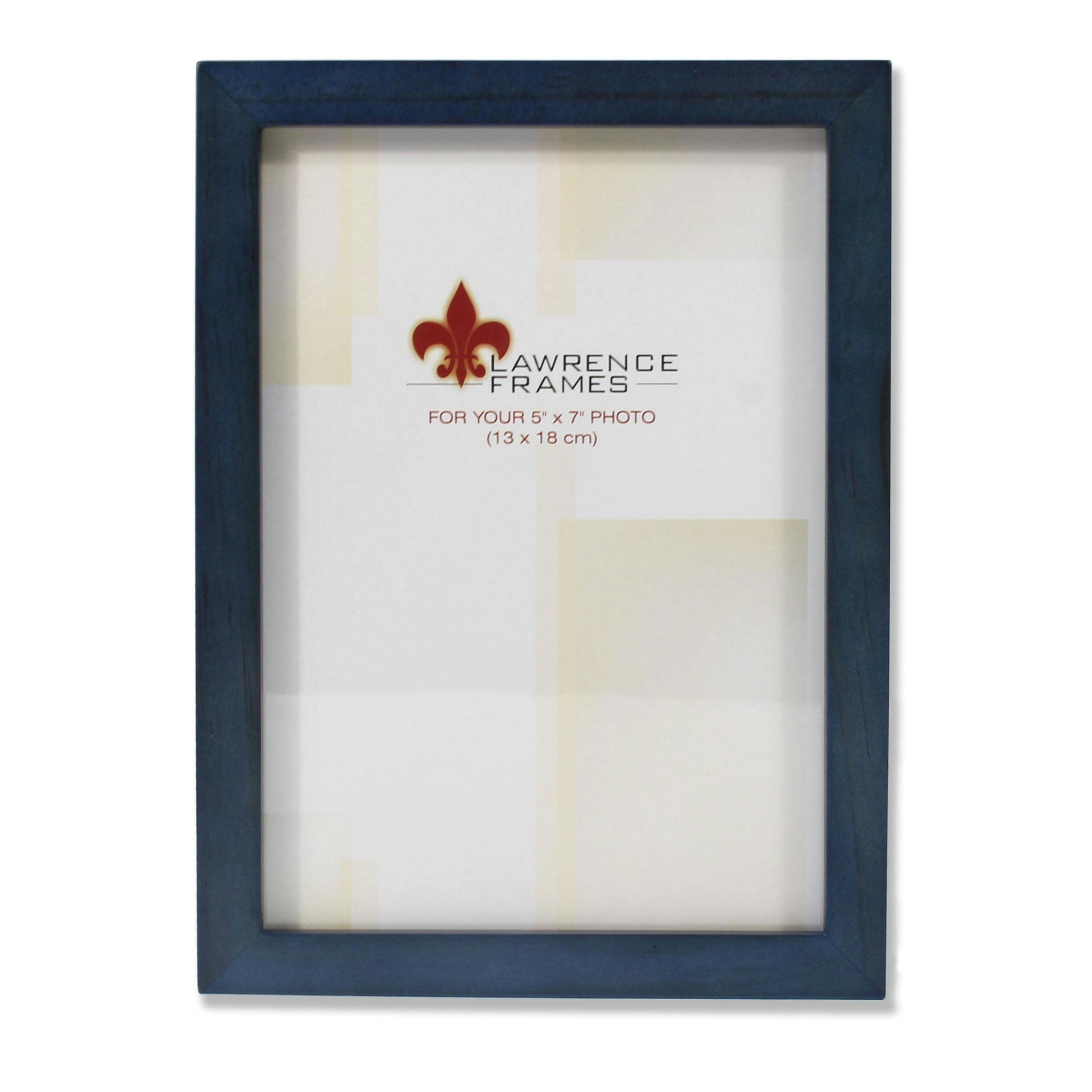 Classic Blue Wood 5x7 Picture Frame for Tabletop or Wall Display