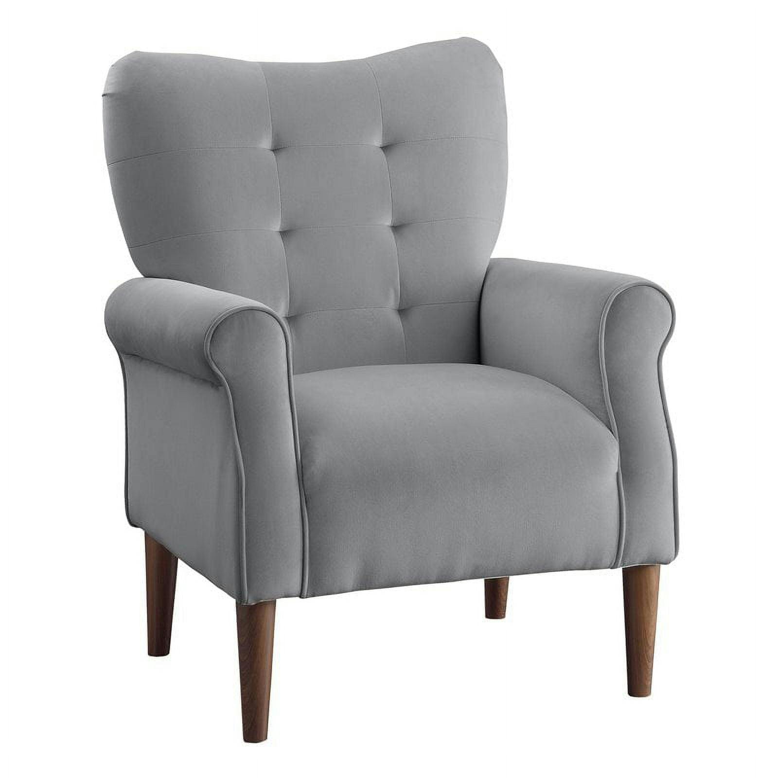 Elegant Dark Gray Velvet Round Arm Accent Chair