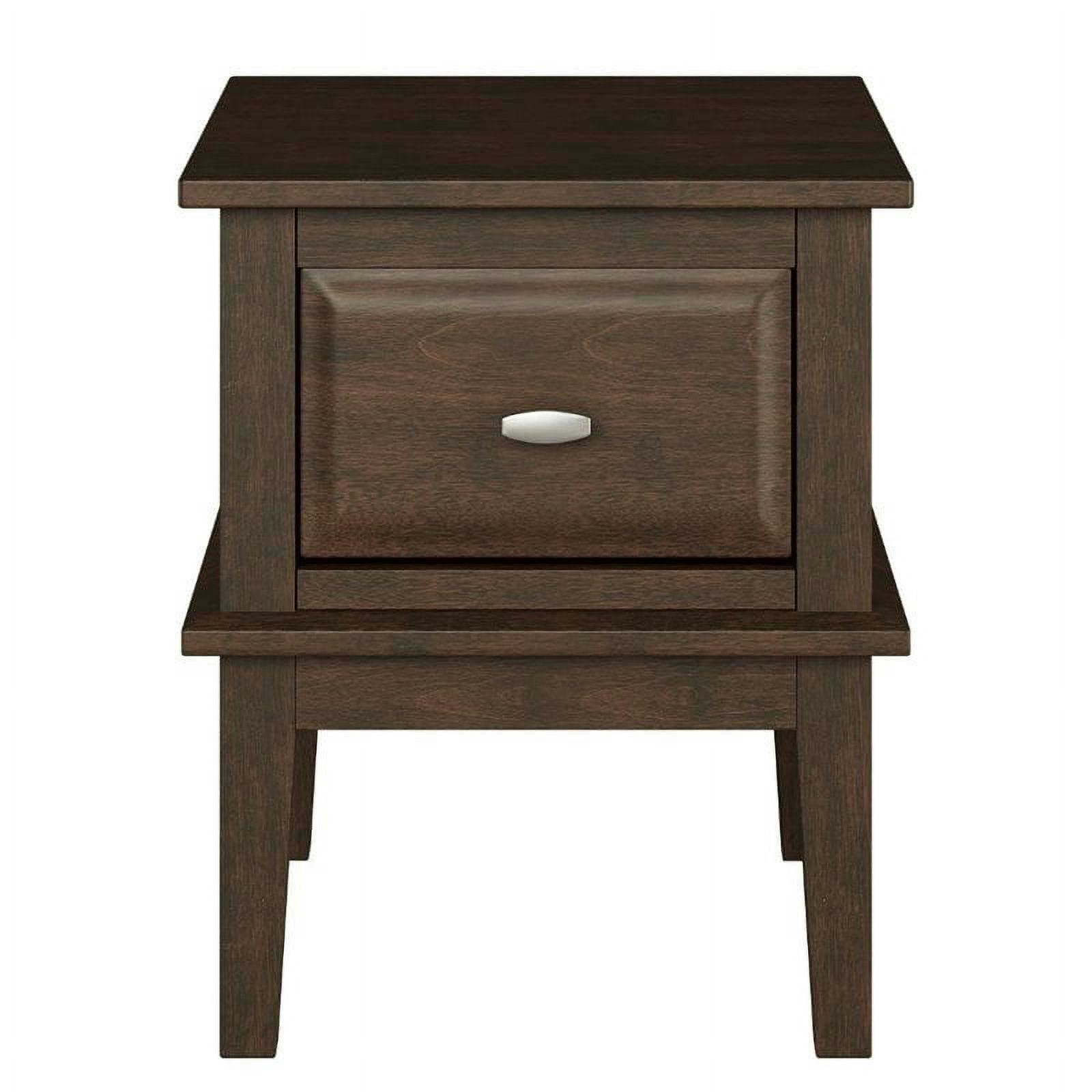 Transitional Birch Veneer Round End Table with Storage in Cherry