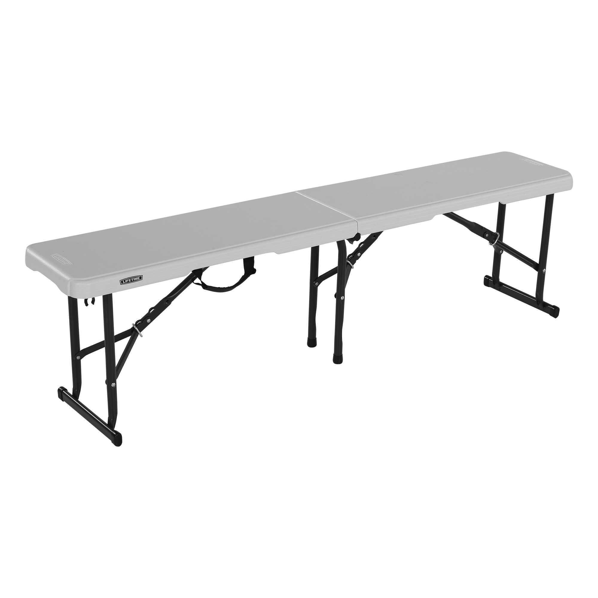 Compact Gray 5-Foot Foldable Bench with HDPE Top
