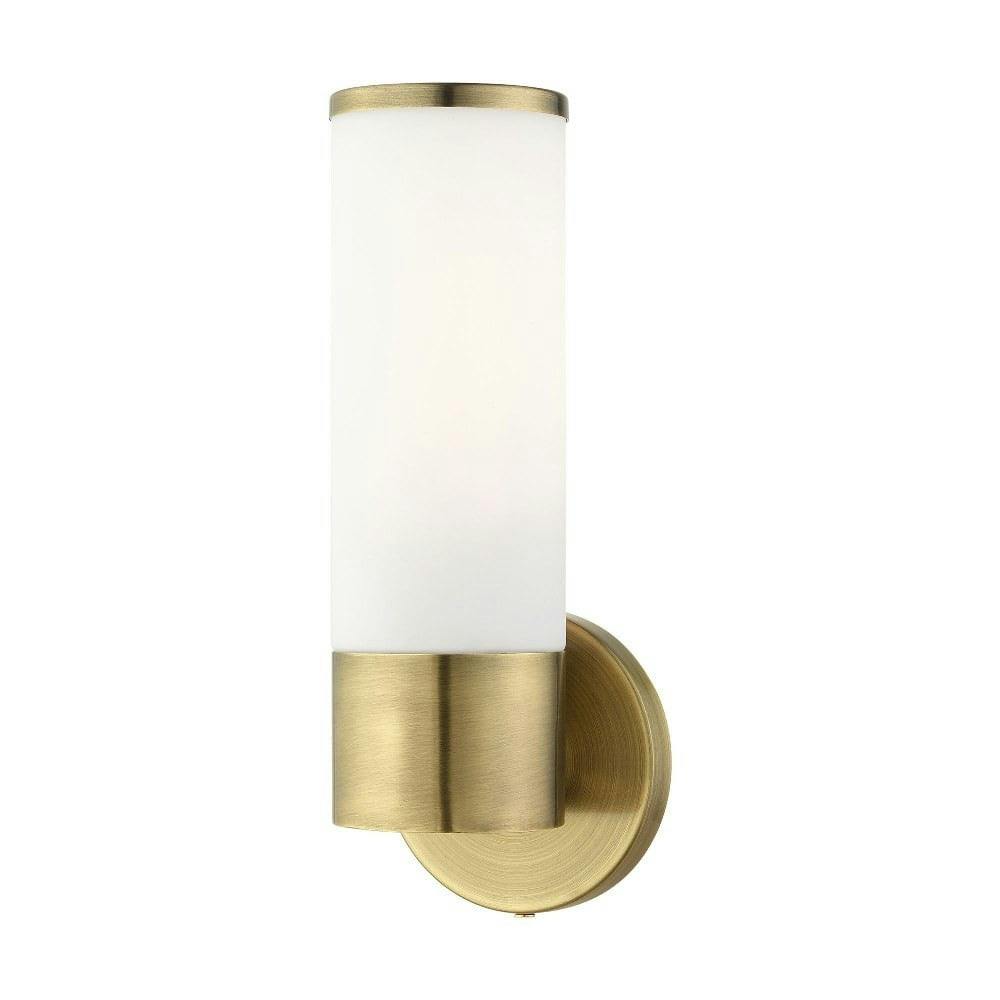 Antique Brass Lindale Dimmable Wall Sconce with Satin Opal White Glass