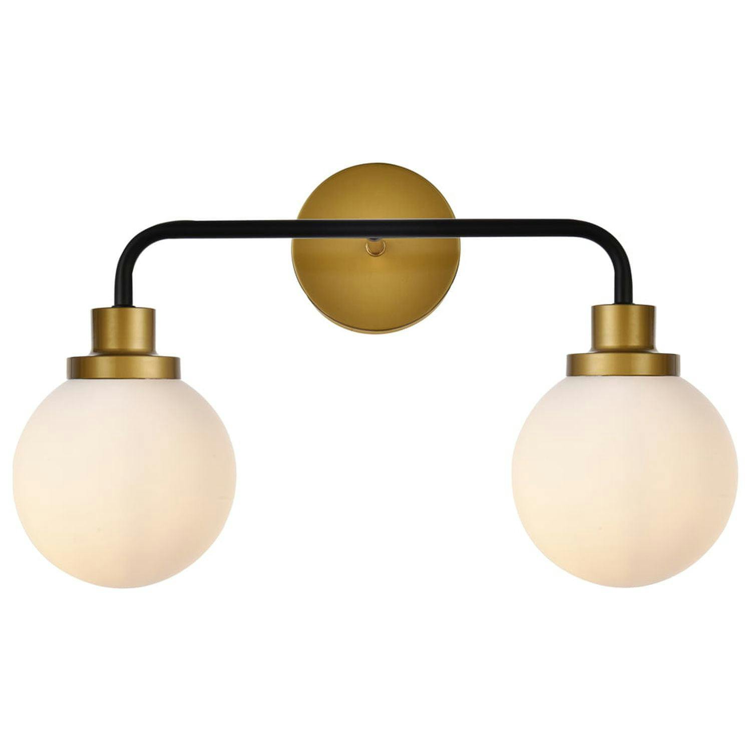 Hanson Dual-Light Bath Sconce with Black, Brass, and Frosted Glass