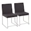 Extra-Comfort Upholstered Charcoal Faux Leather Side Chair with Brushed Stainless Steel Frame