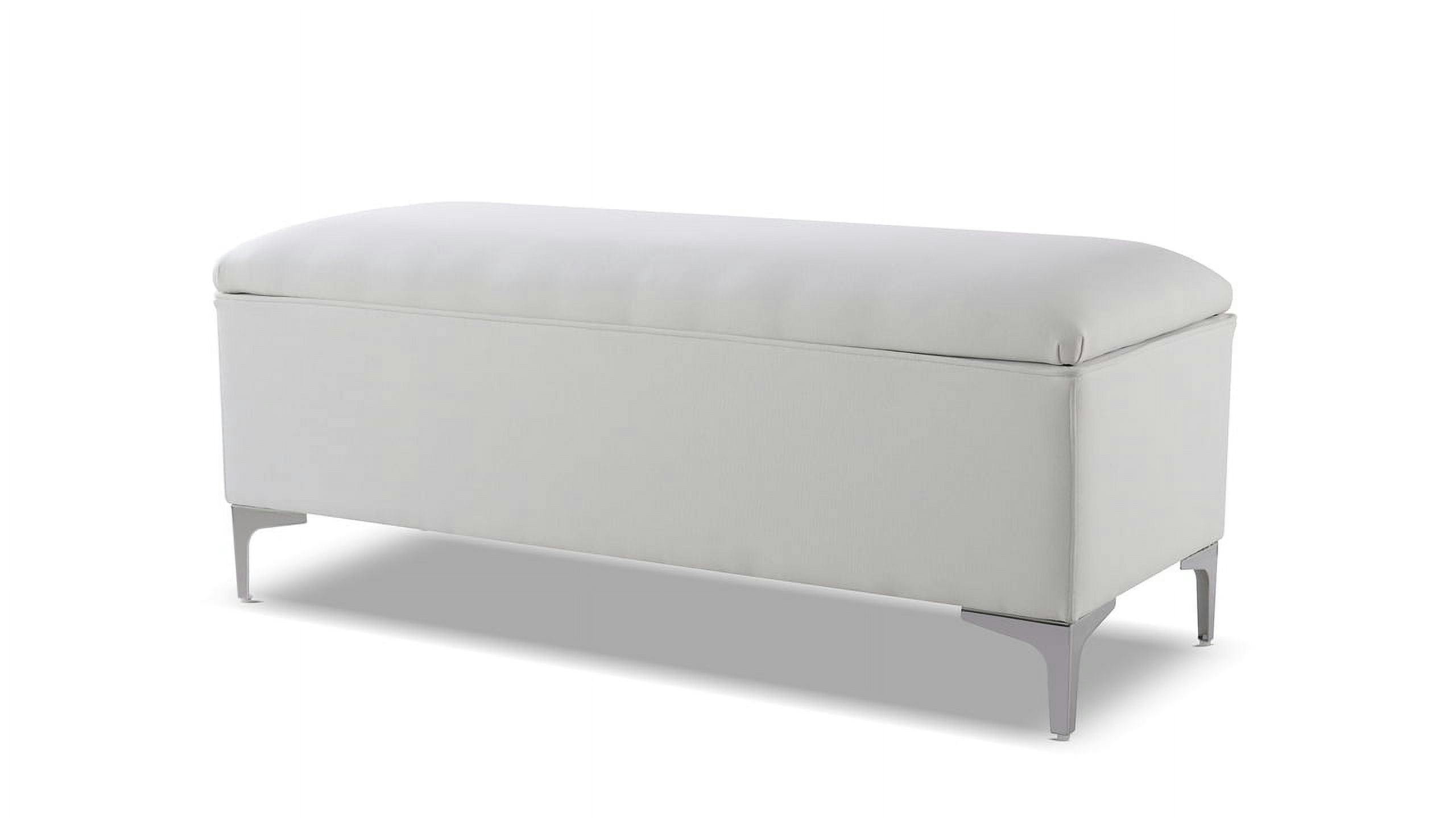Madelyn Bright White Pine Wood Upholstered Storage Bench