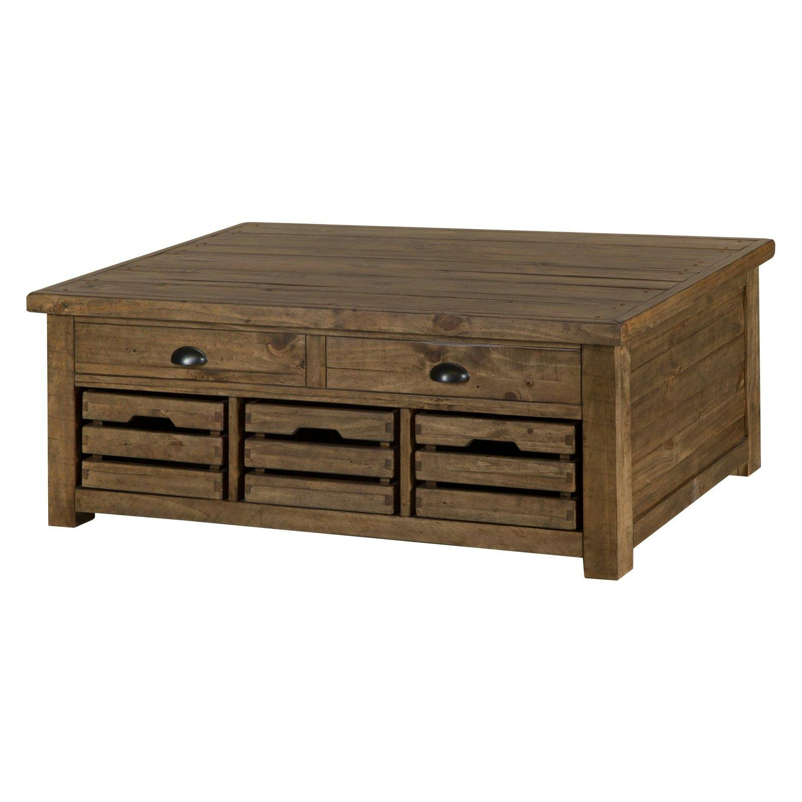 Transitional Warm Nutmeg Pine Lift-Top Coffee Table with Storage