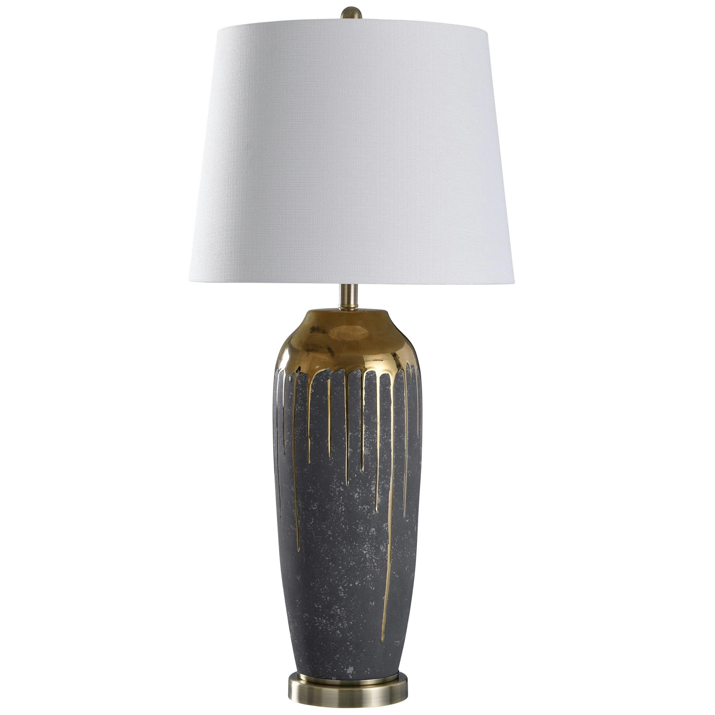 Marloe Gold 27'' Textured Ceramic Table Lamp with White Shade
