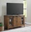 Rustic Pine and Black Metal Mesh 65" TV Stand with Cabinet