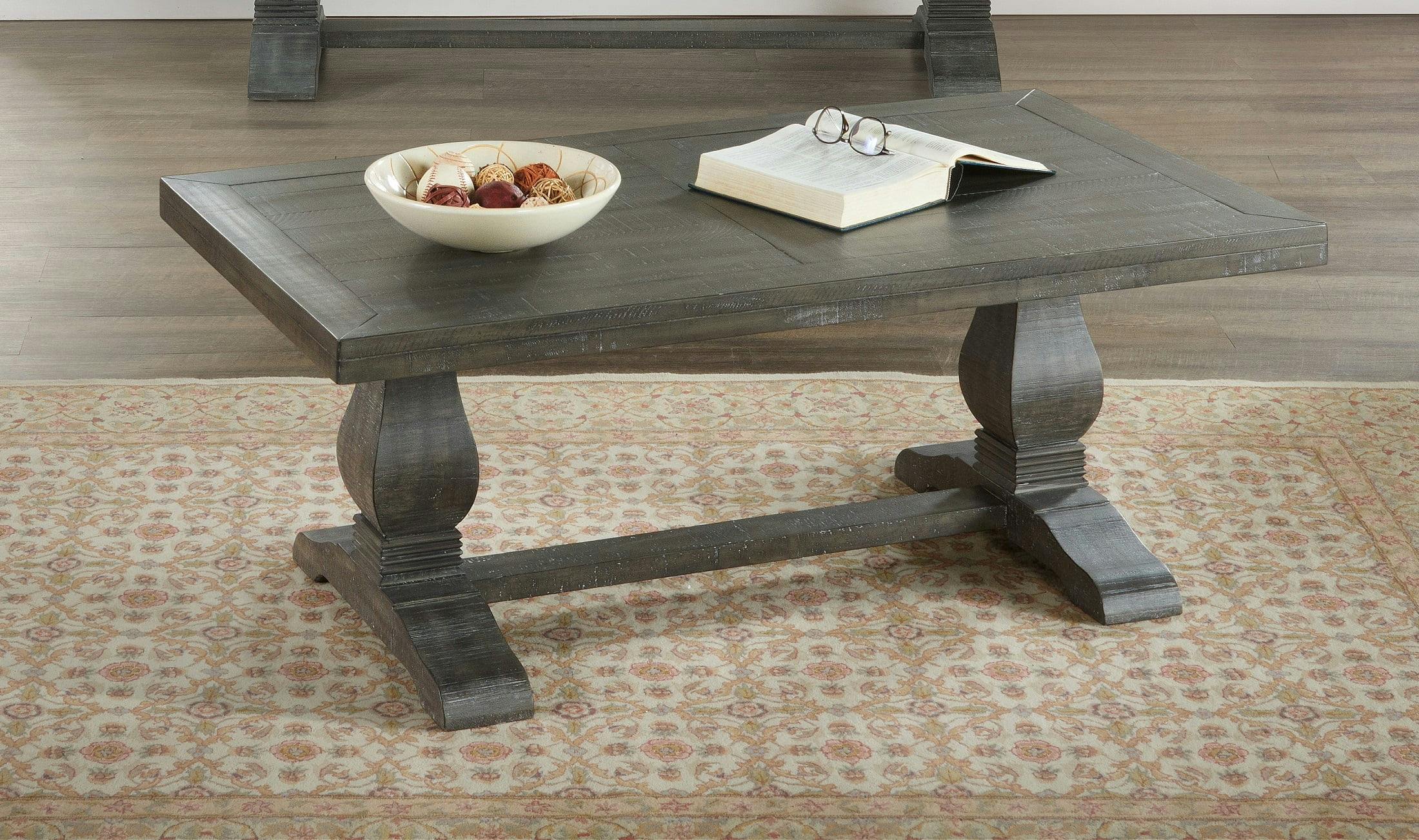 Napa Pedestal Reclaimed Pine Coffee Table in Reclaimed Natural and White