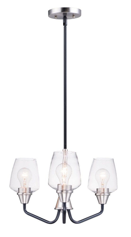 Elegant Mini Goblet 3-Light Chandelier in Black and Satin Nickel
