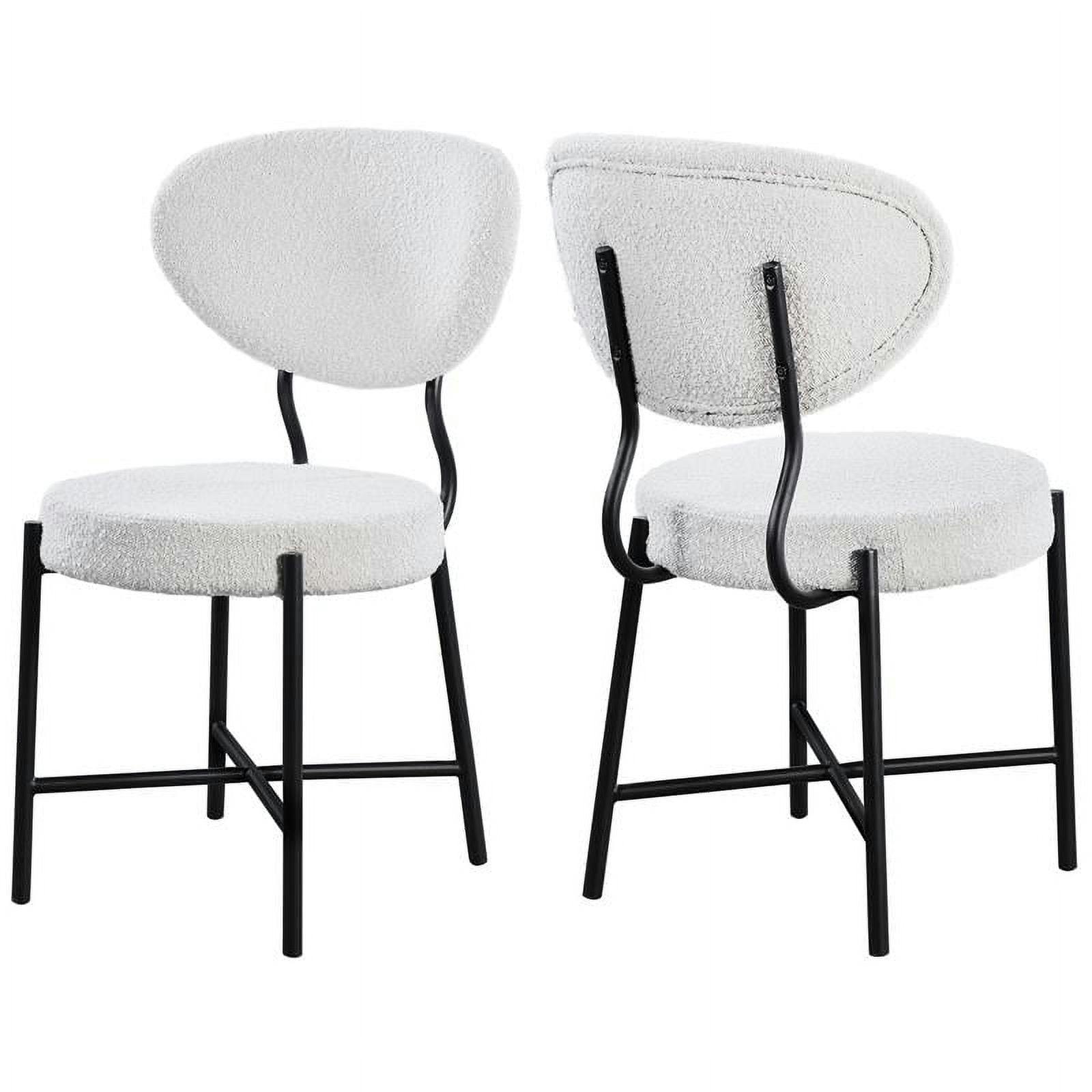 Contemporary Cream Boucle & Matte Black Metal Dining Chair