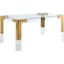 Luxe Gold Frame 60" Glass Top Dining Table with Acrylic Legs