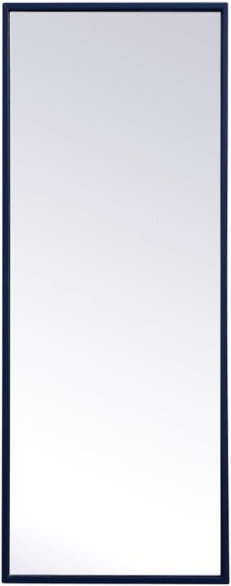 Sleek Blue and Silver Contemporary Wall Mirror 14" x 36"