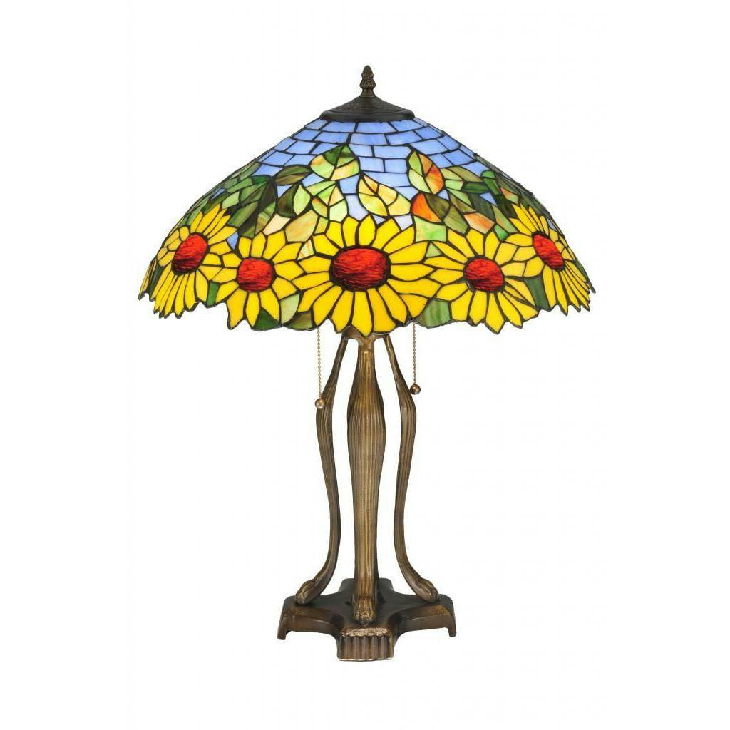 Sunflower Field 24" Hand-Cut Stained Glass Bronze Table Lamp