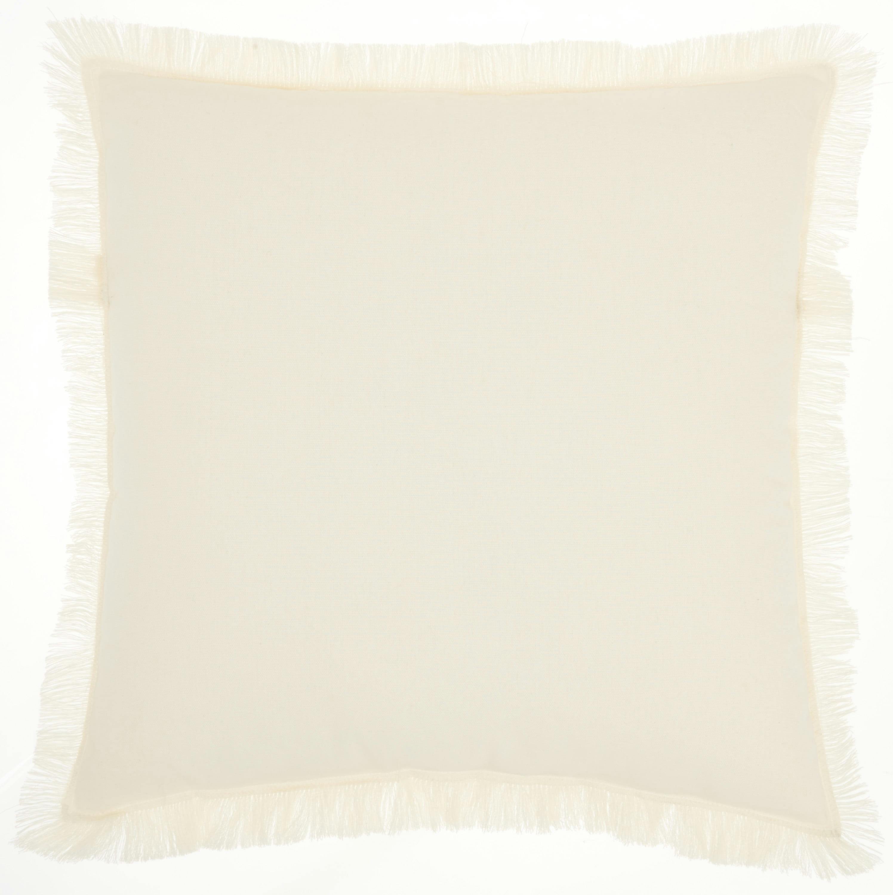 Ivory Cotton Textured Square Throw Pillow 18" x 18"